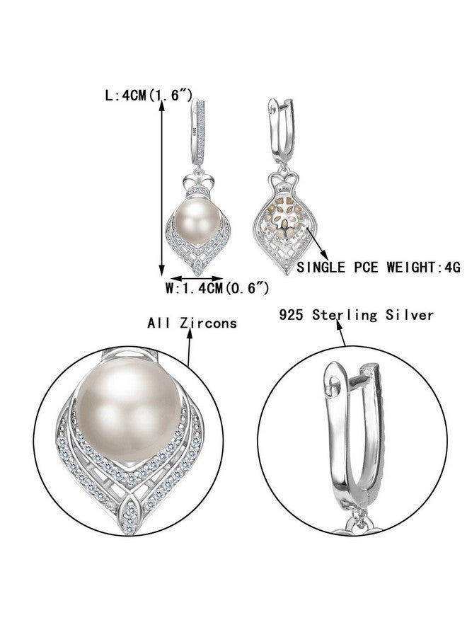 EVER FAITH Women'S 925 Sterling Silver Cz Aaa 9Mm Freshwater Cultured Pearl Elegant Floral Earrings Clear - Image 5