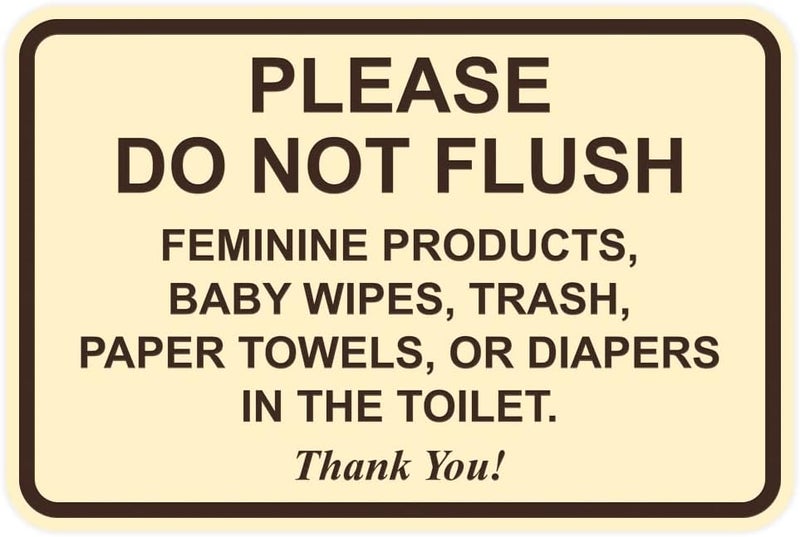 All Quality Classic Framed Please Do Not Flush Thank You Bathroom Etiquette Sign - 6" x 8" (Ivory-Dark Brown) 1 Pack - Image 1