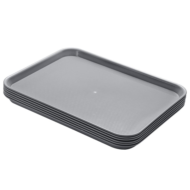Aebeky Plastic Cafeteria TraysFast Food Serving Trays13X17Set of 6 Gray