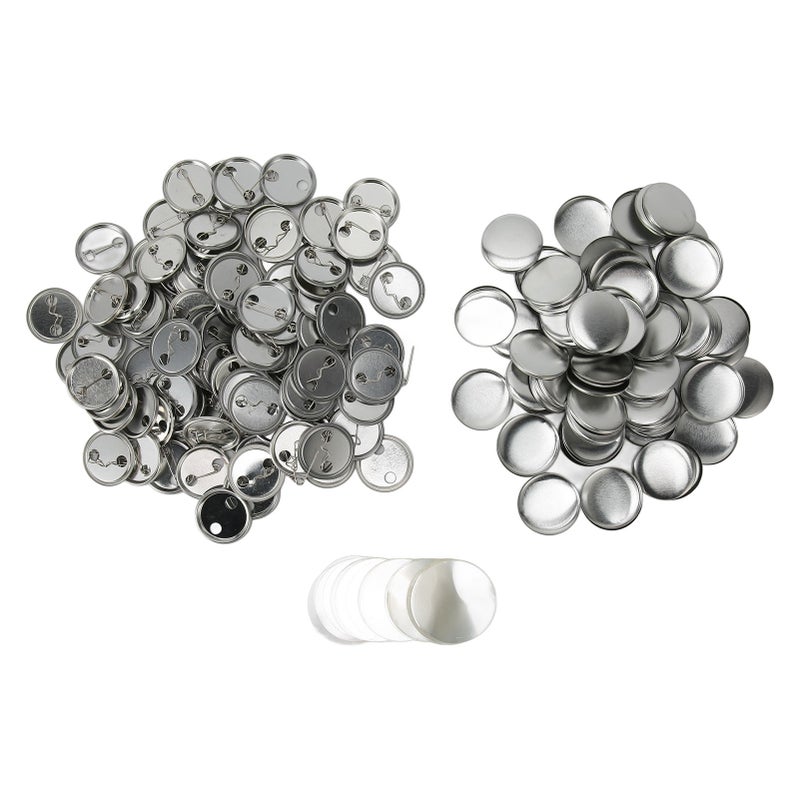 100 Sets Blank Button Badge Parts Set Round Shape Rust Prevention Easy Print Button Pin Badge Kit for Button Making Machine 32mm/1.3in - Image 3