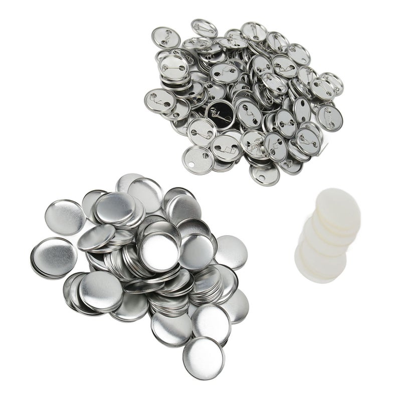 100 Sets Blank Button Badge Parts Set Round Shape Rust Prevention Easy Print Button Pin Badge Kit for Button Making Machine 32mm/1.3in - Image 1