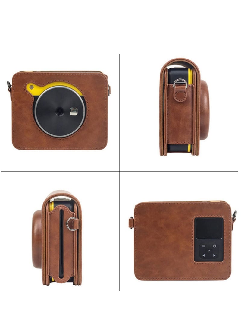 Retro PU Leather Camera Bag for Kodak C300R Portable Protection Case with Vintage Removable Shoulder Strap for Mini Shot 3 - Image 3