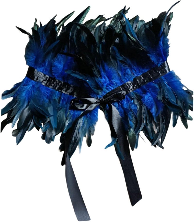 klarako Faux Feather Shrug Capes Plume Gothic Feather Tops Raven wing Witch Black Swan for Cosplay Parties Women Costume Halloween Aldult - Image 1