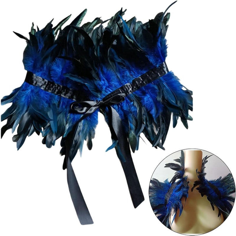 klarako Faux Feather Shrug Capes Plume Gothic Feather Tops Raven wing Witch Black Swan for Cosplay Parties Women Costume Halloween Aldult - Image 5