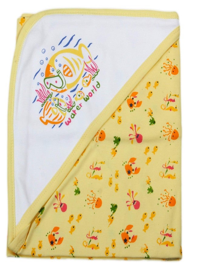Favism Pure Cotton Soft Breathable New Born Baby Bath Towel with Hood Pack of 2 pcs, Lemon Green, Size 30 x 30 inch, 0-24 Months, Unisex - Image 2