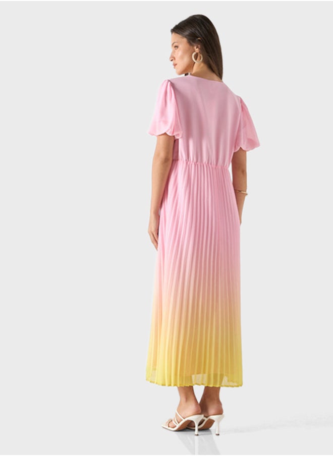 Iconic - V-Neck Balloon Sleeve Dress - Image 1