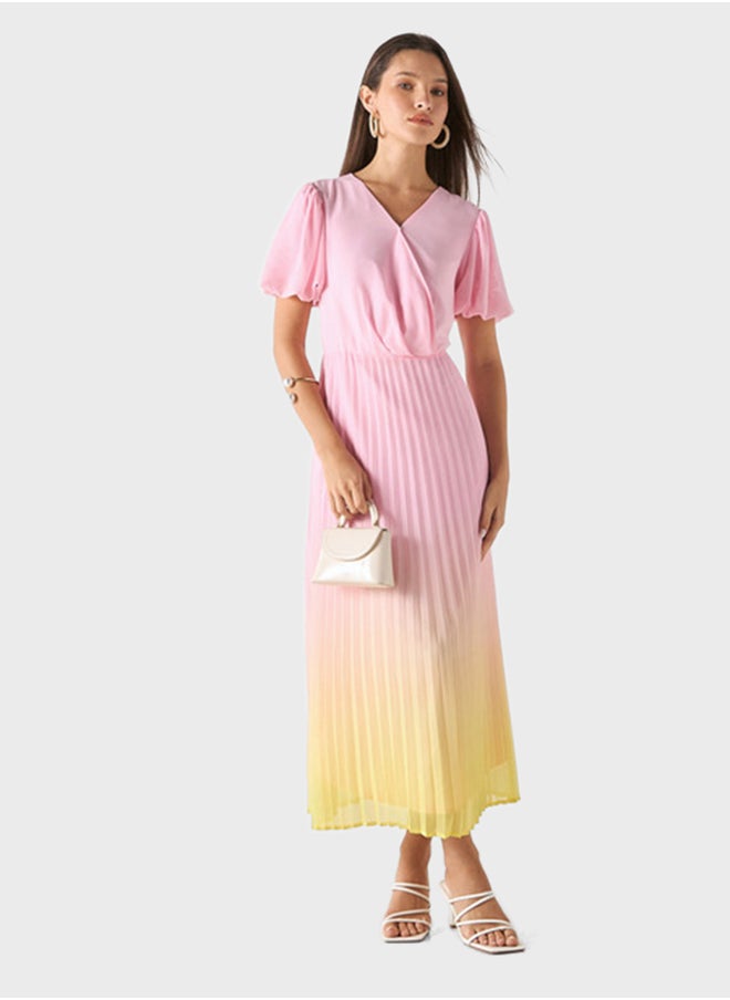 Iconic - V-Neck Balloon Sleeve Dress - Image 1