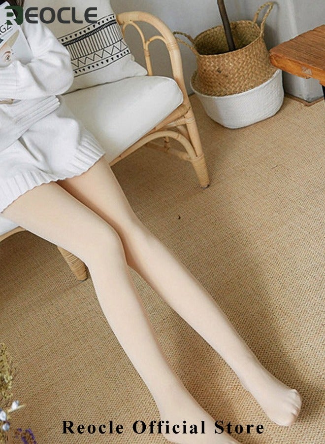 REOCLE Women's Lined Tights Warm Pantyhose Leggings Thick Tights Translucent Warm Plush Lined Elastic Tights  - Image 5