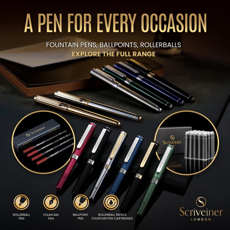 Scriveiner Black Lacquer Rollerball Pen - Stunning Luxury Pen, Real Gold Plating, Schmidt Ink Refill, Best Roller Ball Gift Set for Men & Women, Professional, Executive Office, Nice Pens - Image 5