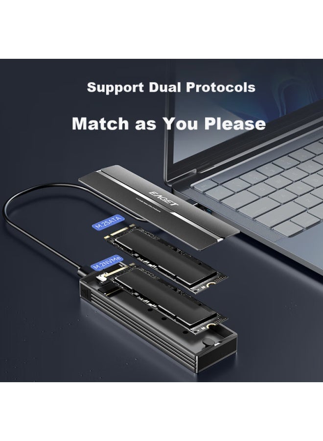 Eaget M.2 Nvme/sata Dual-protocol Hard Drive Enclosure, Type-c 3.2 Interface Ssd External Portable Hard Drive, Compatible With Laptops, M2 Enclosure - Image 2