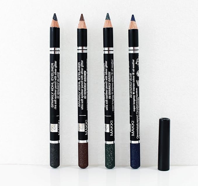 Makki Sparkly Black Eyeliner Pencil Sparkling Colour Shade 01 with silver glitter Shimmery Eye liner - Image 5