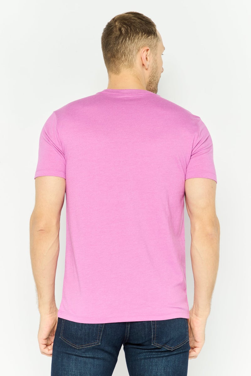 GAP Men Crew Neck Short Sleeves Plain T-Shirt, Pink - Image 3