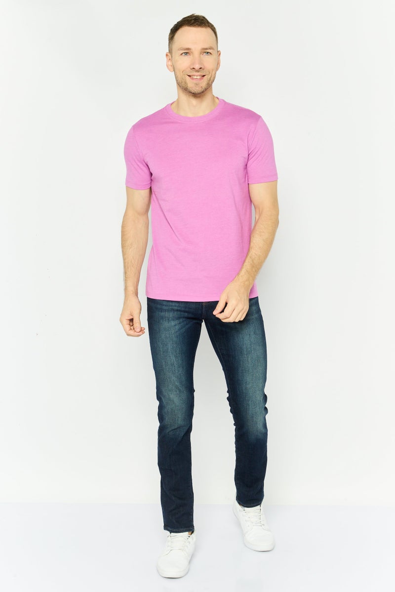 GAP Men Crew Neck Short Sleeves Plain T-Shirt, Pink - Image 4