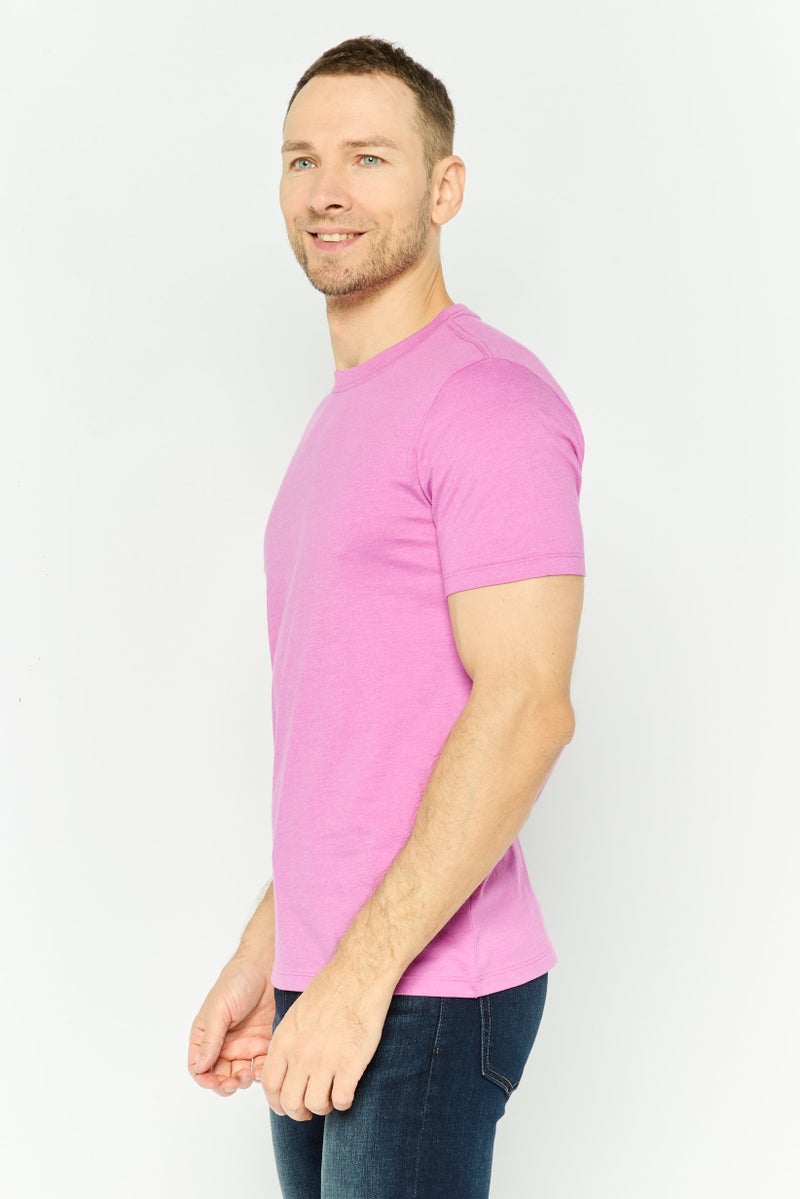 GAP Men Crew Neck Short Sleeves Plain T-Shirt, Pink - Image 2