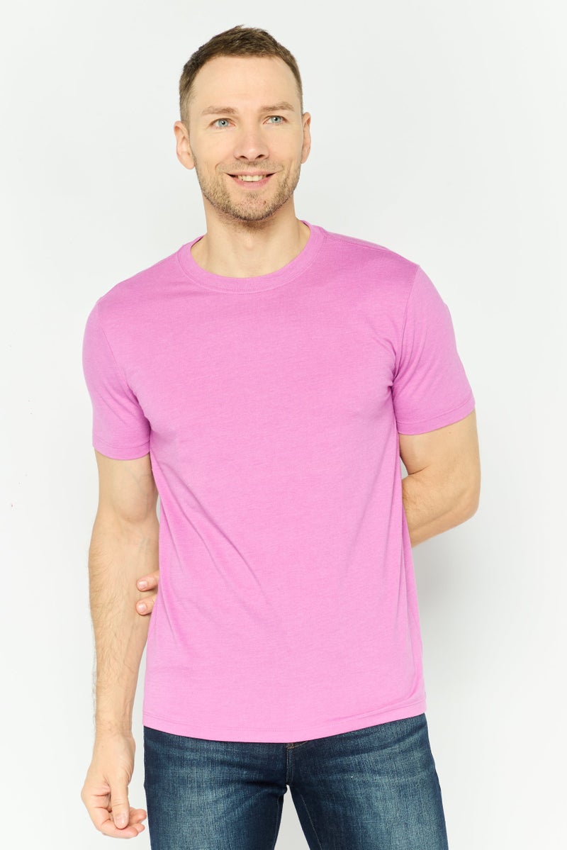 GAP Men Crew Neck Short Sleeves Plain T-Shirt, Pink - Image 1