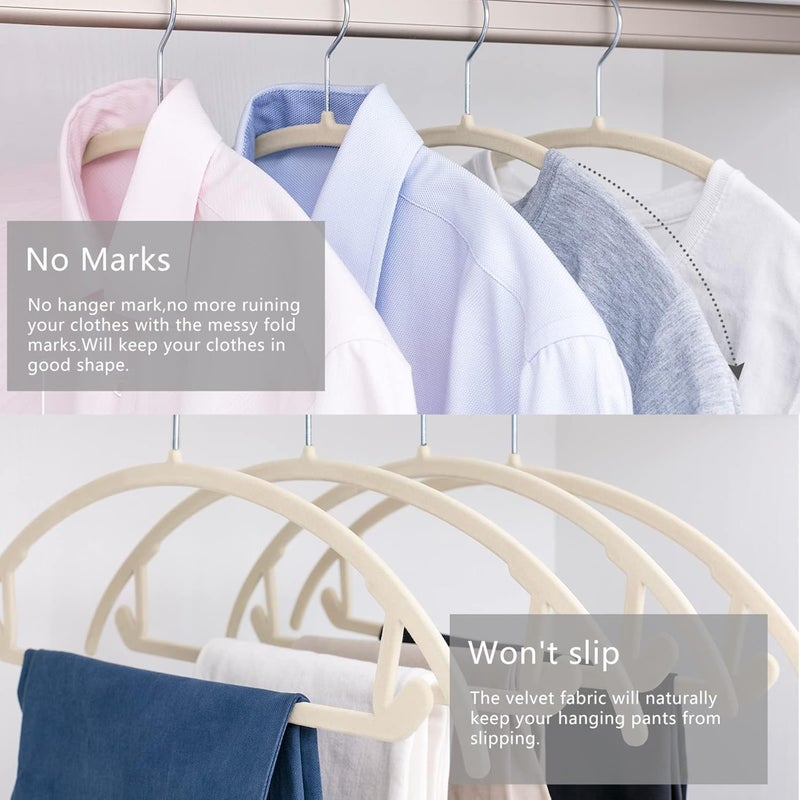 MIZGI Premium Velvet Hangers (Pack of 30) Heavyduty- Non Slip No Shoulder Bump Suit Hangers - Chrome Hooks,Space Saving Clothes Hangers,Rounded Hangers for Coat,Sweater,Jackets,Pants - Image 5