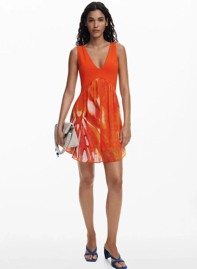 DESIGUAL SHORT DRESS WITH ETHNIC PRINT