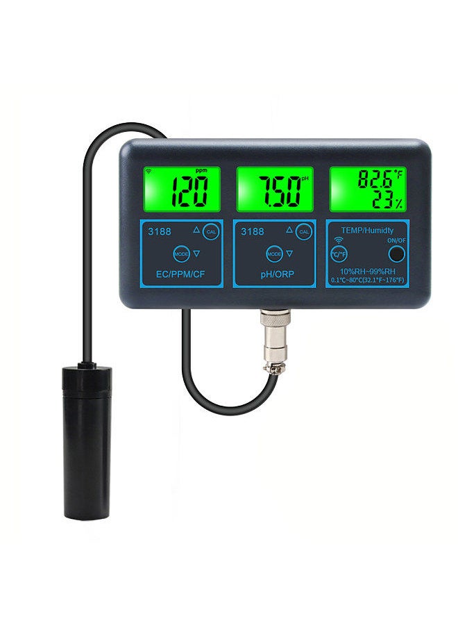 Generic - Tuya WiFi 7in1 Water Quality Tester Multi-Parameter Water Analyzer Digital Display PH/ORP/EC/PPM/CF/Humidity/Temperature Monitoring Meter for Drinking Water Aquarium Aquaculture Swimming Pool - Image 1