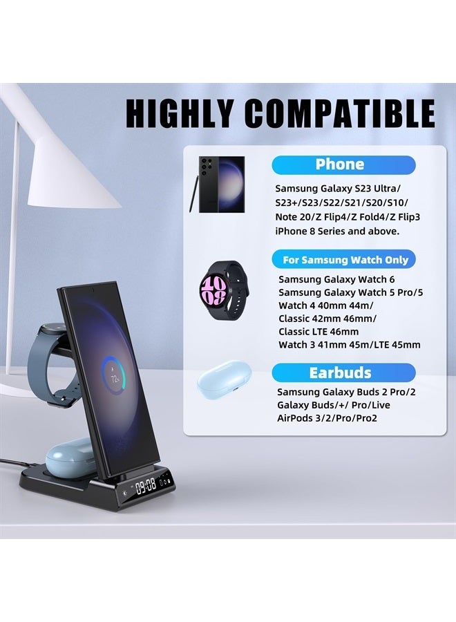 NeotrixQI Wireless Charger for Samsung Charging Station, 3 in 1 Android Phone Trio Multiple Devices Charger for Samsung S23 Ultra/Galaxy S22 Ultra/S21/Z Flip 5/Fold 5/Buds, Charger for Galaxy Watch 6/5 Pro/4/3 - Image 2