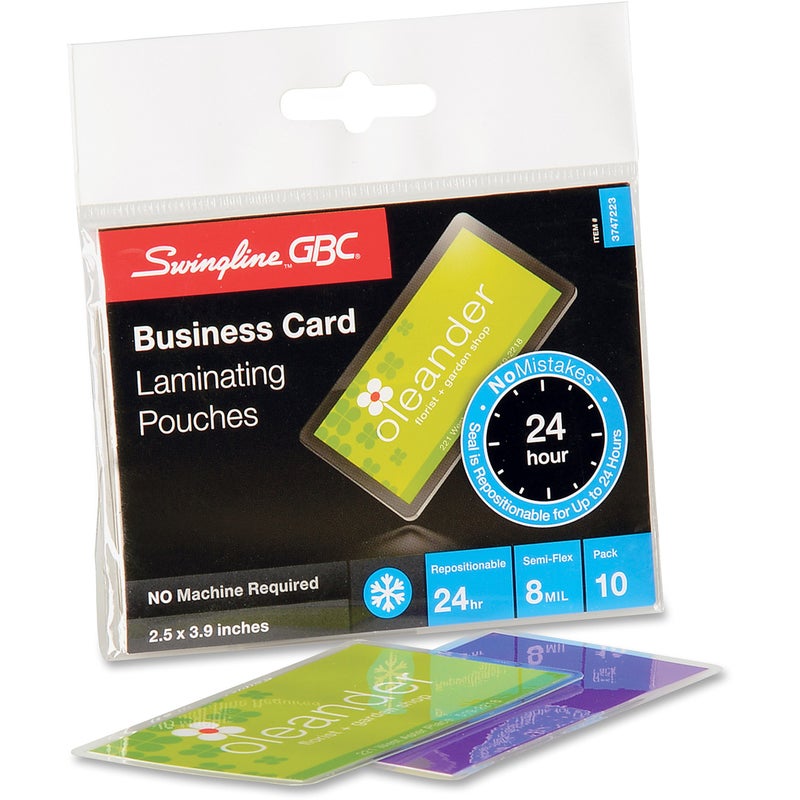 GBC Swingline NoMistakes Self Sealing Laminating Pouches, Business Card, 8 Mil, 10/Pack (3747223) - Image 3
