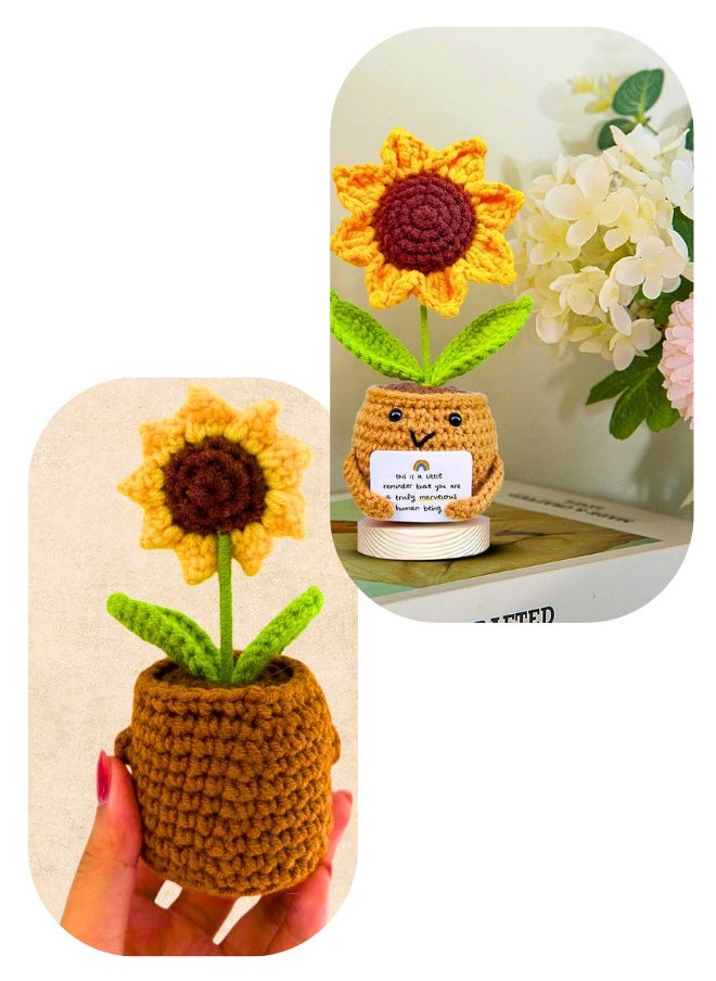 Chase Up Positive Sunflower Doll Crochet with Card - This is A Little Reminder - Appreciation Gift for Coworker, Best Friend, Teacher, Sister, Mom - Christmas, Birthday, Thank You Gift for Women, Men  - Image 2