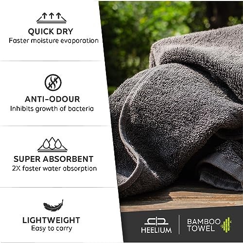 HEELIUM Bamboo Bath Towel | Lightweight & Quick Drying | Ultra Absorbent Towel | 140 x 70 cm - 400 GSM | Pack of 1 - Grey - Image 2