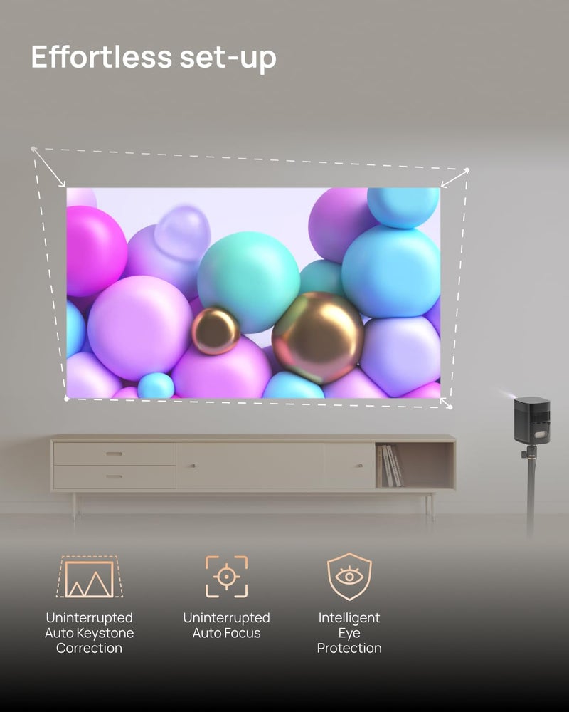XGIMI MoGo 2 Pro (New) 1080P Portable Projector, Google TV with Licensed Netflix, with WiFi and Bluetooth, 430 ISO Lumens, 2X8W Speakers, Supports 4K, Auto Focus, Object Avoidance, Screen Adaption - Image 4