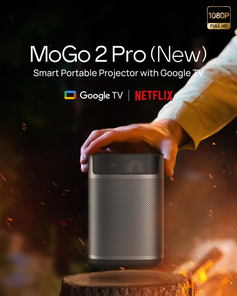XGIMI MoGo 2 Pro (New) 1080P Portable Projector, Google TV with Licensed Netflix, with WiFi and Bluetooth, 430 ISO Lumens, 2X8W Speakers, Supports 4K, Auto Focus, Object Avoidance, Screen Adaption - Image 2