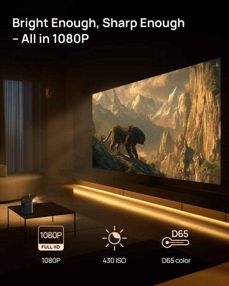 XGIMI MoGo 2 Pro (New) 1080P Portable Projector, Google TV with Licensed Netflix, with WiFi and Bluetooth, 430 ISO Lumens, 2X8W Speakers, Supports 4K, Auto Focus, Object Avoidance, Screen Adaption - Image 3