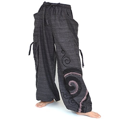 Siamrose Baggy Harem Pants Men Women, Wide Leg Yoga Lounge Trousers, Adjustable Length, 2 Pockets, One Size (Gray) - Image 1