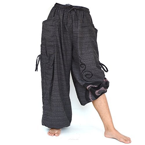 Siamrose Baggy Harem Pants Men Women, Wide Leg Yoga Lounge Trousers, Adjustable Length, 2 Pockets, One Size (Gray) - Image 2