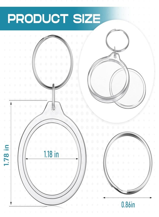 MTLEE 150 Pcs Round Photo Insert Keychain Clear Acrylic Picture Keychains Picture Frame Blank Photo Insert Keyring - Image 2