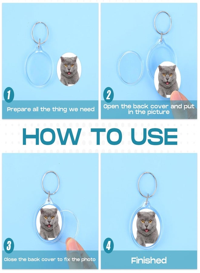 MTLEE 150 Pcs Round Photo Insert Keychain Clear Acrylic Picture Keychains Picture Frame Blank Photo Insert Keyring - Image 3