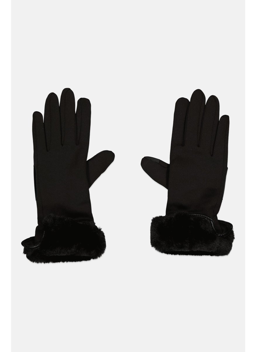 London Fog Women Textured Gloves, Black  - Image 1