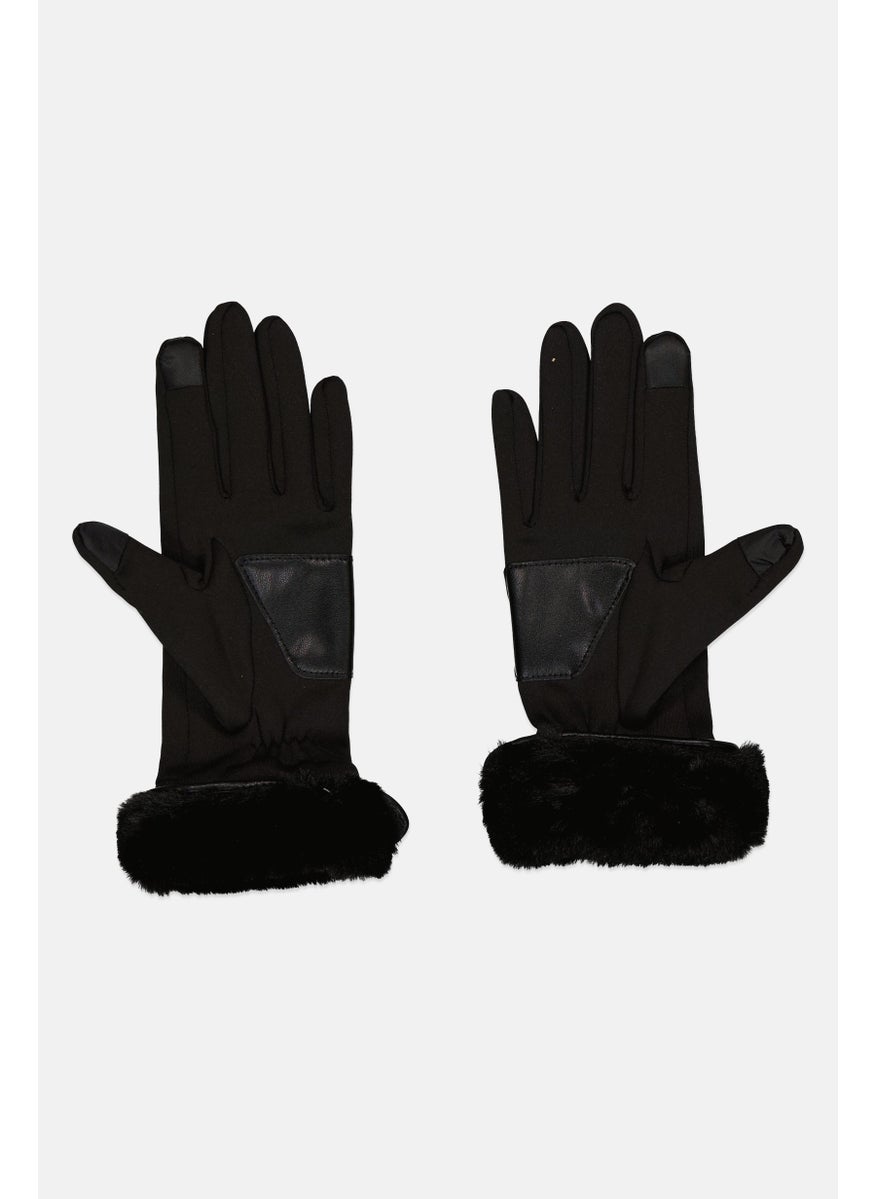 London Fog Women Textured Gloves, Black  - Image 2