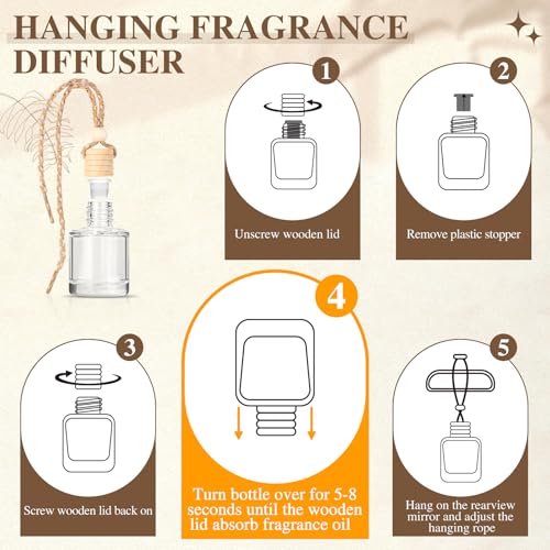 AROIC Car Air Freshener for Women, 6 Pack Air Freshener Diffuser, Hanging Air Fragrance Essential Oil Diffuser, Car Scents Accessories Cute Car Interior Decor Unisex (Light Fragrance) - Image 2