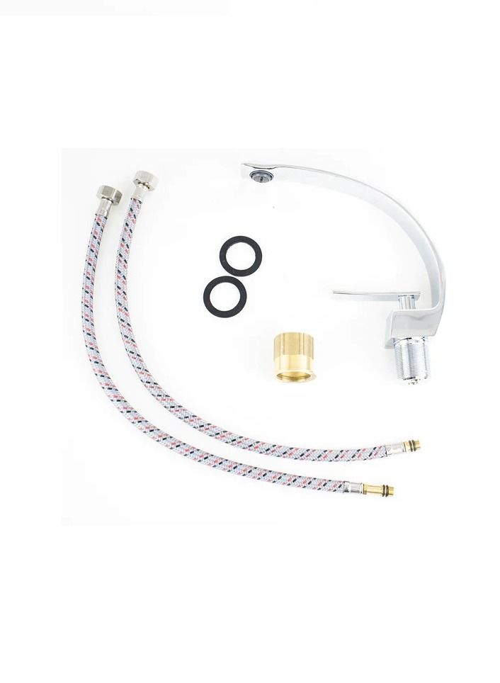 Basin mixer 1003 Resp with a high curved vault, 19.5 cm high and 20 cm long, with a handle to control water, color chrome, an imported product from Resp