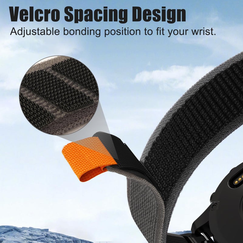 ANCOOL for Garmin Fenix 7/Fenix 6/Fenix 5 Band 22mm Quickfit Nylon Watch Bands Replacement for Fenix 7 Pro/Fenix 6 Pro/Fenix 5 Plus/Forerunner 935/945/955/Instinct 2(Black/Grey) - Image 2