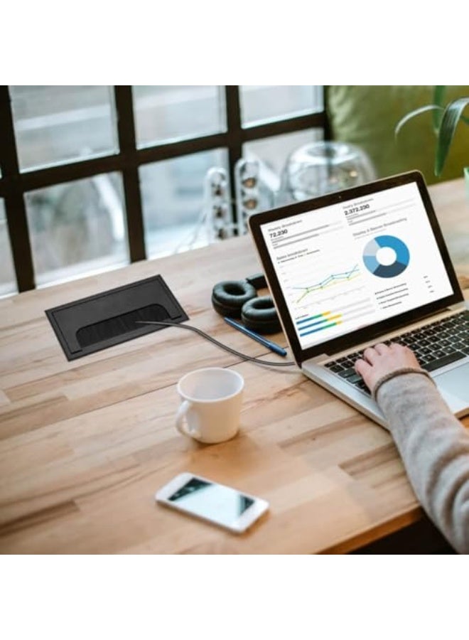 2 قطعة غطاء كابل، 80 × 160 مم غطاء فتحة سلك ألمنيوم، منظم غطاء كابل، غطاء فتحة سلك للألمنيوم لإدارة أسلاك مكتب الكمبيوتر - Image 5