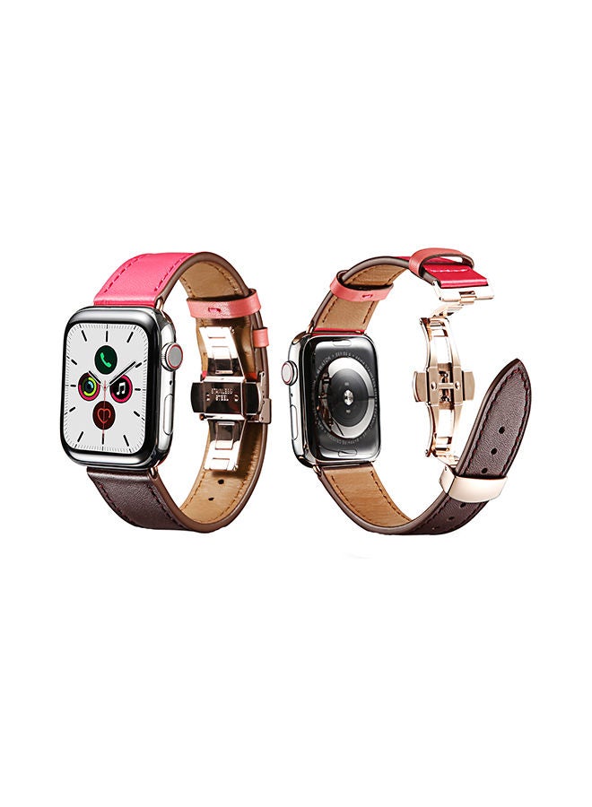 NIBEMINENT Stylish Band For Apple Watch Series 5/4/3/2/1 Red Dark/Brown - Image 2