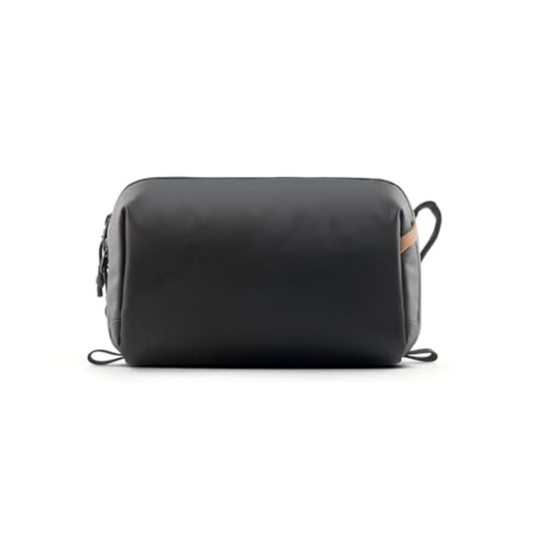 Travel hanging toiletry bag for men, waterproof nylon, black, large capacity with multiple compartments and hook for easy organization - Image 1