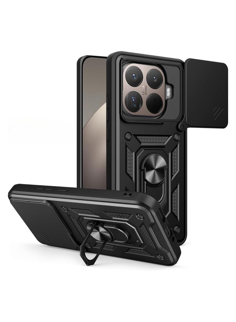 Compatible with Xiaomi 15T Pro 5G cases, featuring a sliding camera cover Heavy-duty military-grade shockproof magnetic ring mount - Image 1