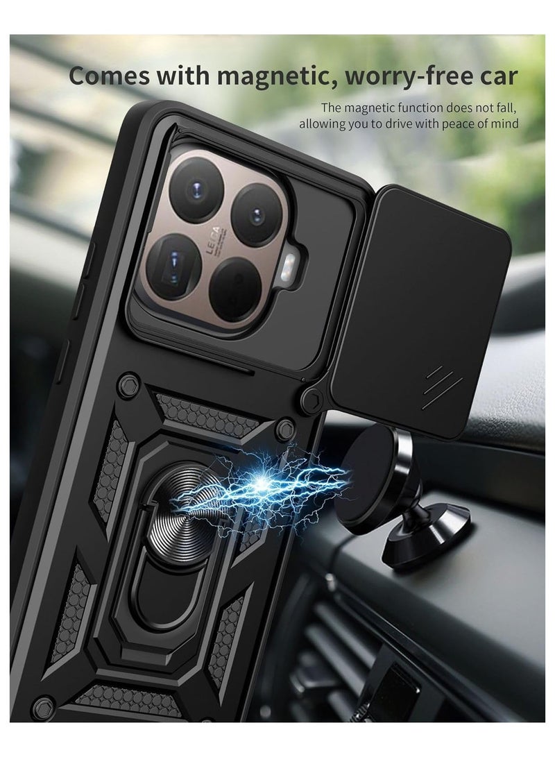 Compatible with Xiaomi 15T Pro 5G cases, featuring a sliding camera cover Heavy-duty military-grade shockproof magnetic ring mount - Image 3