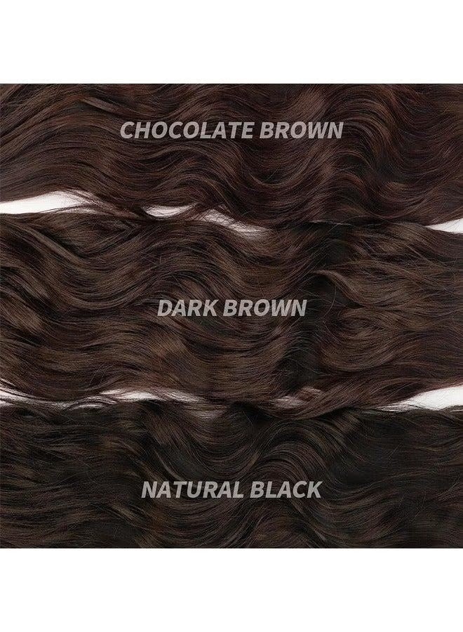 JUMEI Invisible Wire Hair Extensions with Transparent Wire Adjustable Size 4 Secure Clips Long Wavy Secret Hairpiece 20 Inch Dark Brown for Women - Image 5