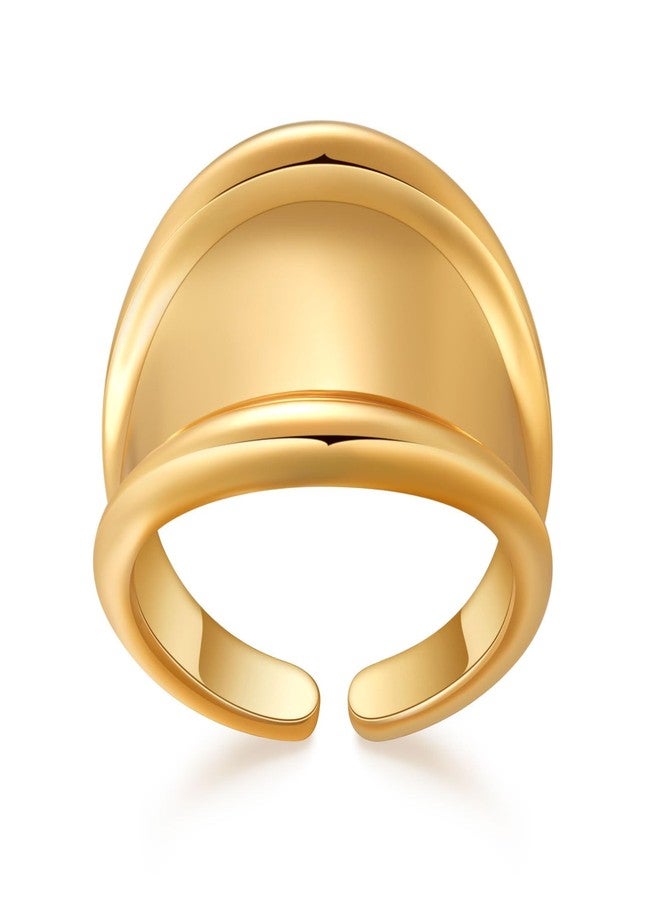 خواتم YBMYCM الذهبية السميكة للنساء، خواتم هندسية قابلة للتعديل، خواتم مطلية بالذهب للنساء (ذهب تي) - Image 1