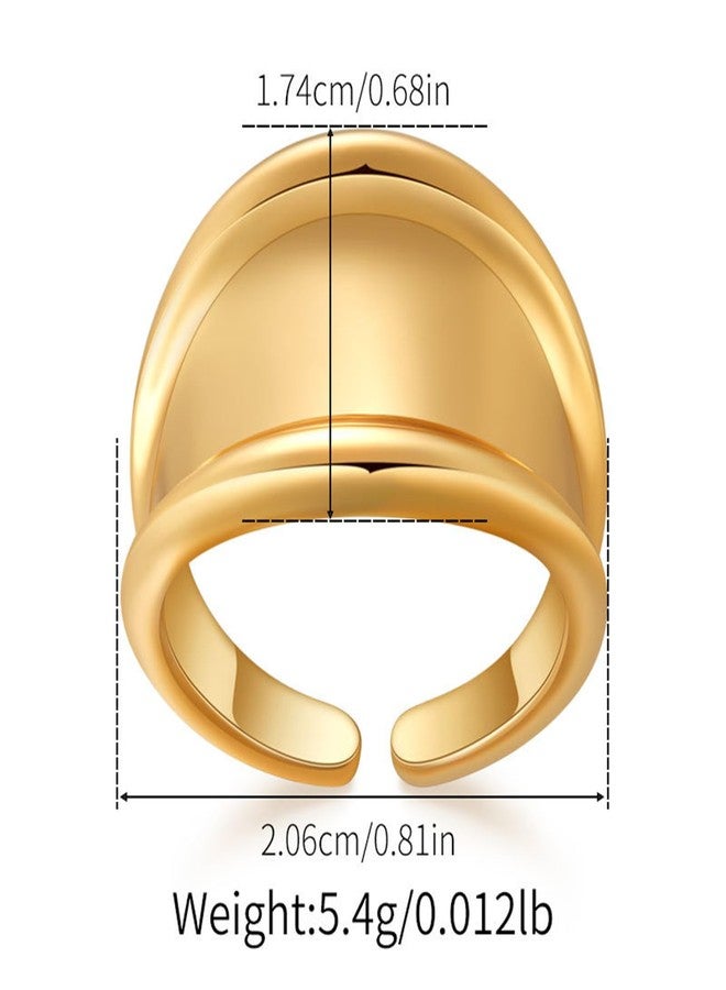 خواتم YBMYCM الذهبية السميكة للنساء، خواتم هندسية قابلة للتعديل، خواتم مطلية بالذهب للنساء (ذهب تي) - Image 5