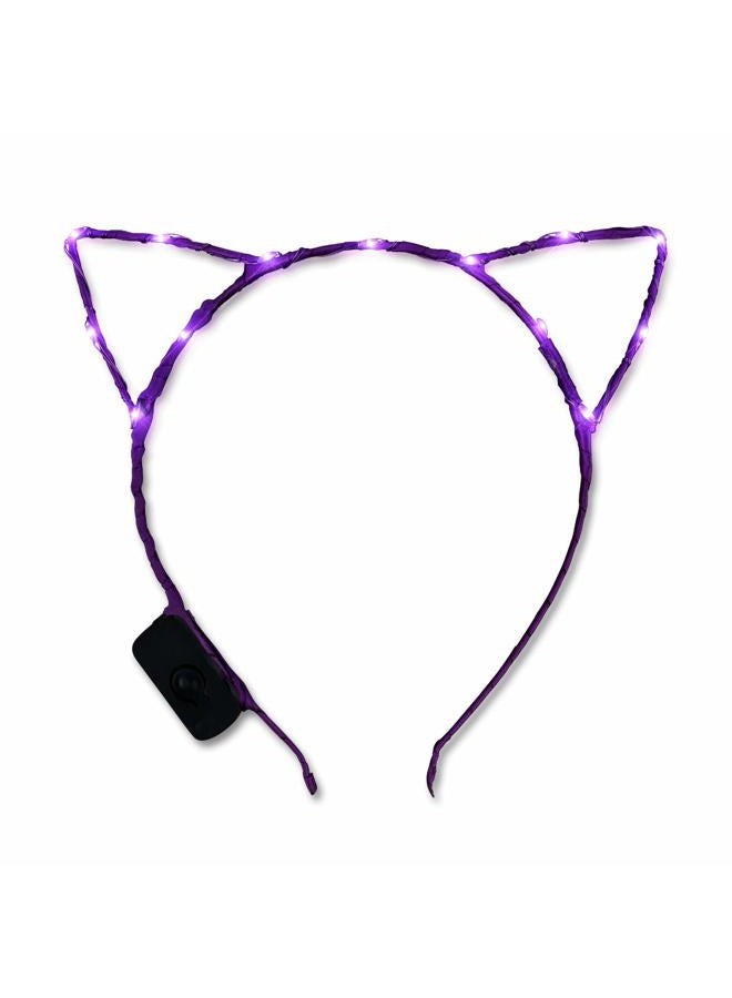 FlashingBlinkyLights Starlight Kitty Light Up Cat Ears Headband with Purple LED Lights - Image 3