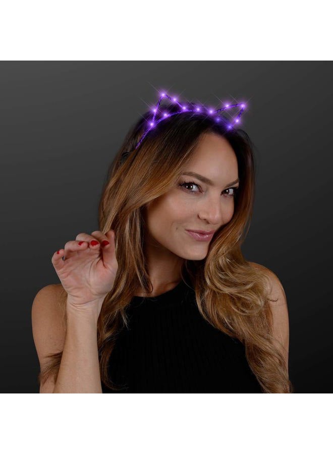 FlashingBlinkyLights Starlight Kitty Light Up Cat Ears Headband with Purple LED Lights - Image 2