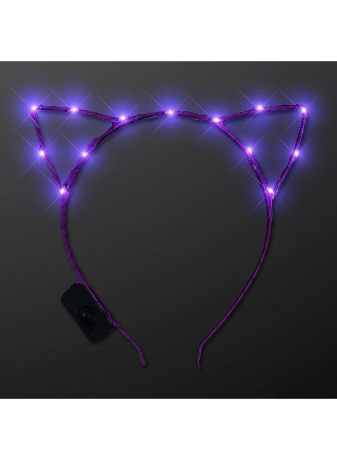FlashingBlinkyLights Starlight Kitty Light Up Cat Ears Headband with Purple LED Lights - Image 1