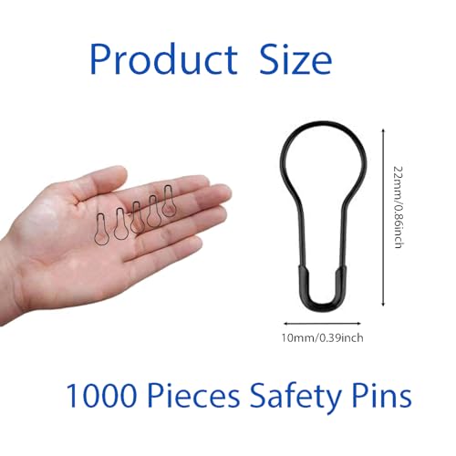 Transun Moo 1000Pcs Black Safety Pins 0.8" Metal Bulb Pins Gourd Pin Clothing Tag Pins Calabash Pin for DIY Craft, Home Accessories - Image 2